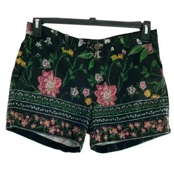 Old Navy Womens Multicolor Floral Print Flat Front Trouser Summer Shorts Size 8 - Picture 2 of 9